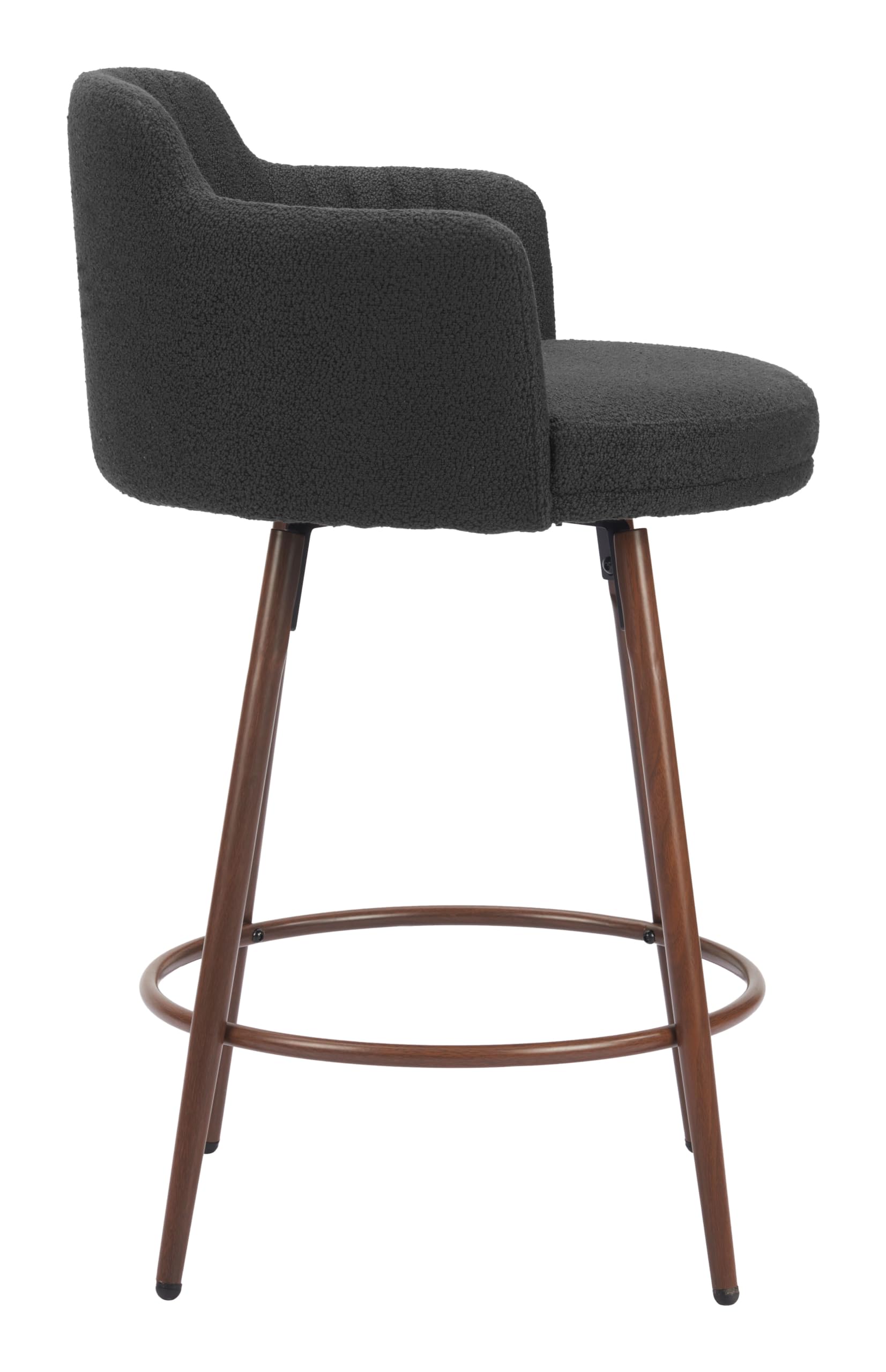 Zuo Kono Swivel Counter Stool Black & Walnut