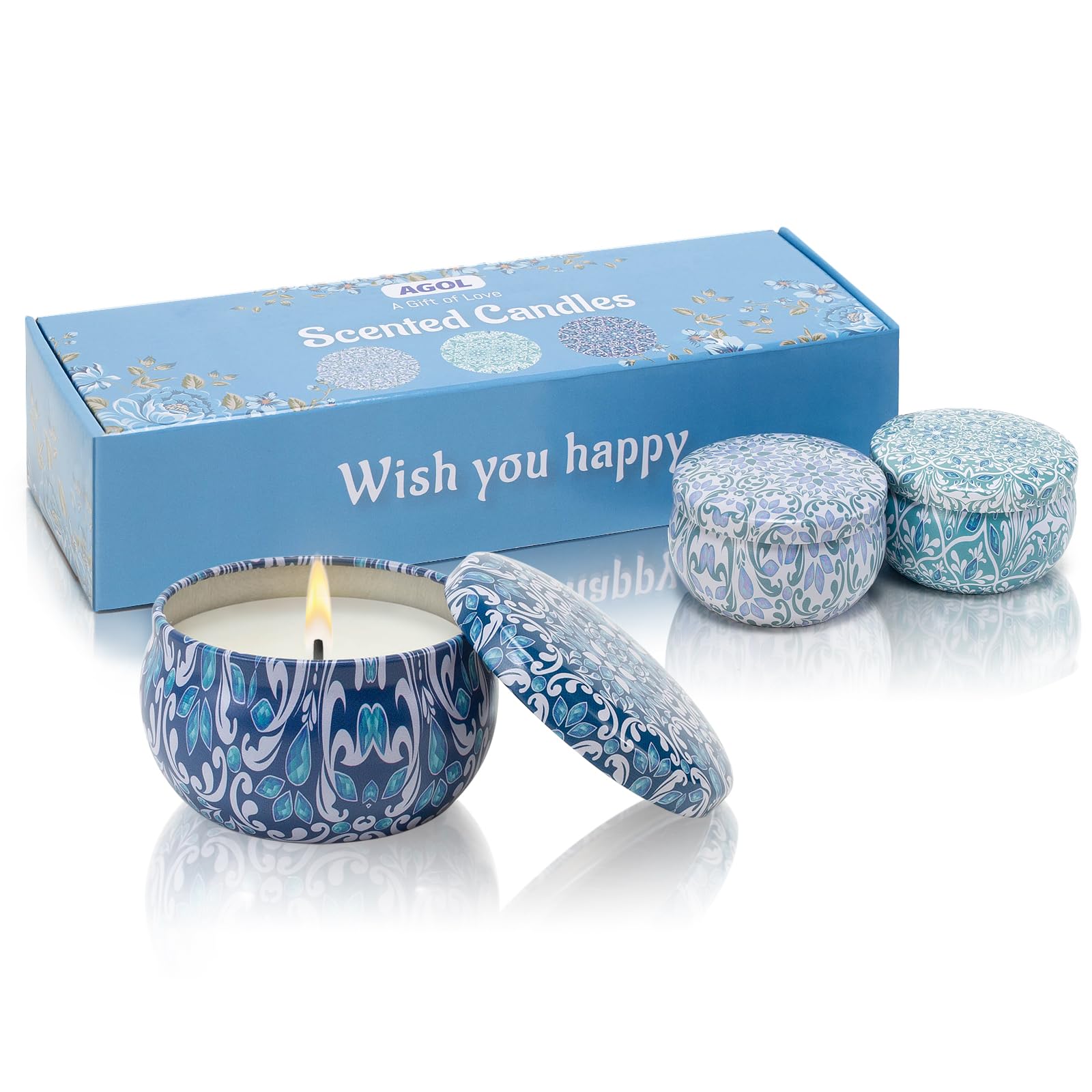 3 Pack Scented Candles Gift, 2.5 oz Aromatherapy Candles for Home Scented, Natural Soy Candles Stress Relief Gift for Women, Por
