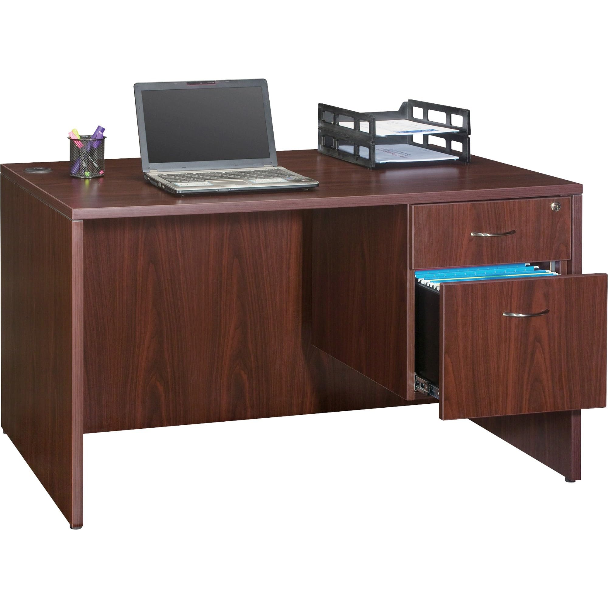 Lorell LLR69902 Pedestal Desk Shell, Mahogany