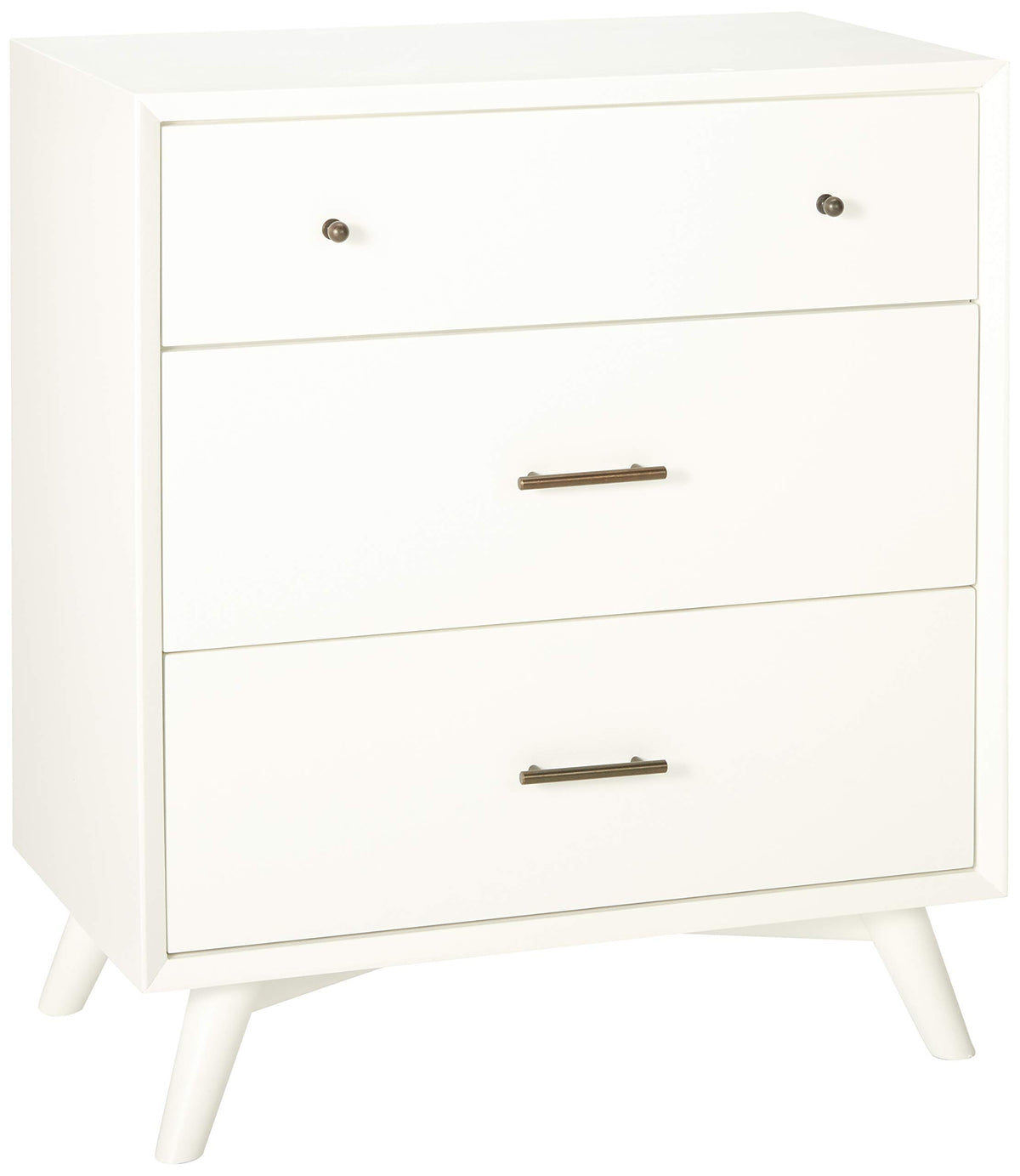 Alpine Furniture Flynn Mid Century Modern Small Chest, 3 Drawer, White