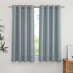 Nicetown Linen Stone Blue Curtains 63 Inch Length, Grommet Top Casual Semi Sheer Privacy Window Drapes With Light Penetration For Beach House/Bedroom, W55 X L63, 2 Panels