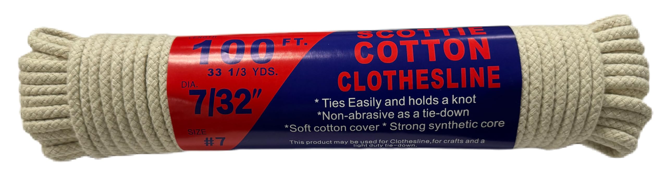 #7 7/32'' x 100 ft Scottie Cotton Clothesline White