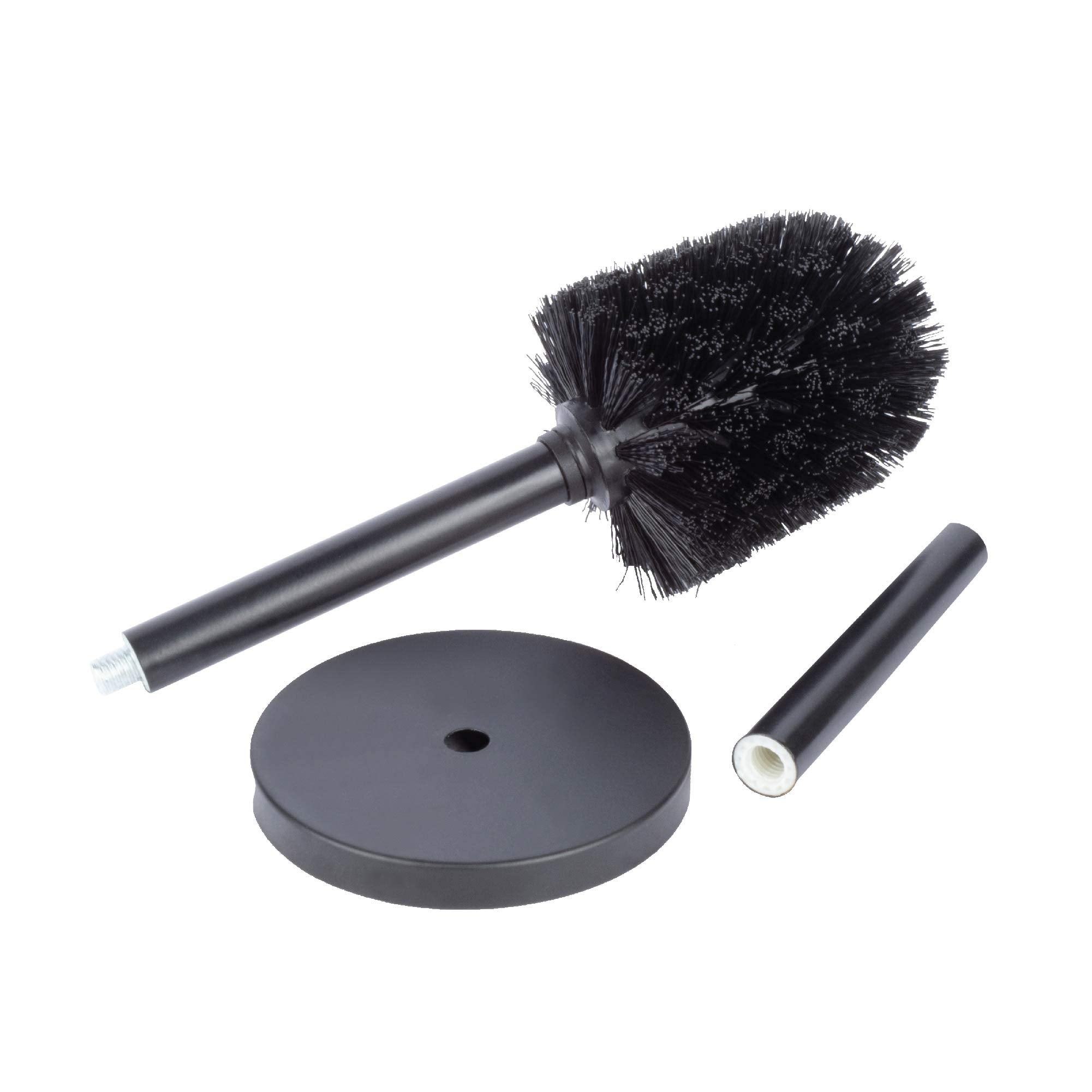 Js Jackson Supplies Sleek Toilet Brush And Holder With Metal Handle - Matte Black