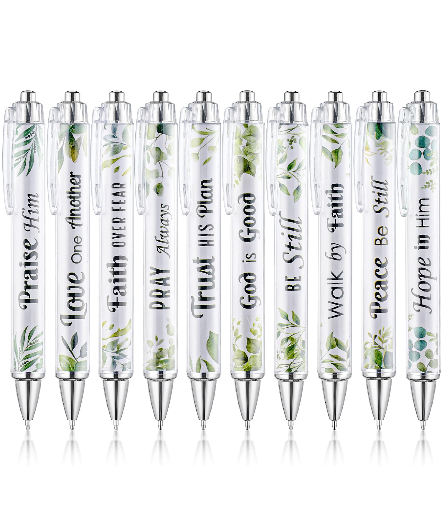 Mr. Pen- Christian Pen Set, 10 Pack, Green Elegance, Black Ink, Bible Verse Pens, Christian Pens For Women, Bible Pens No Bleed