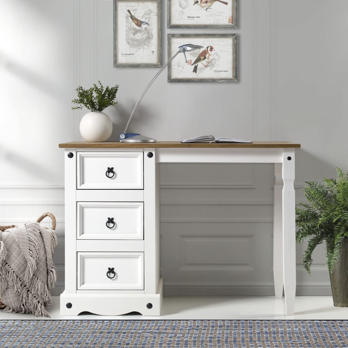 American Furniture Classics Cottage Series Wood Vanity/Desk, Corona Snow