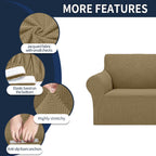 2025 New Stretch Chair Sofa Slipcovers Couch Cover For 1 Seater Furniture Protector Sofa Covers With Elastic Bottom Jacquard Fabric Small Checks For Pets, Kids - Tan