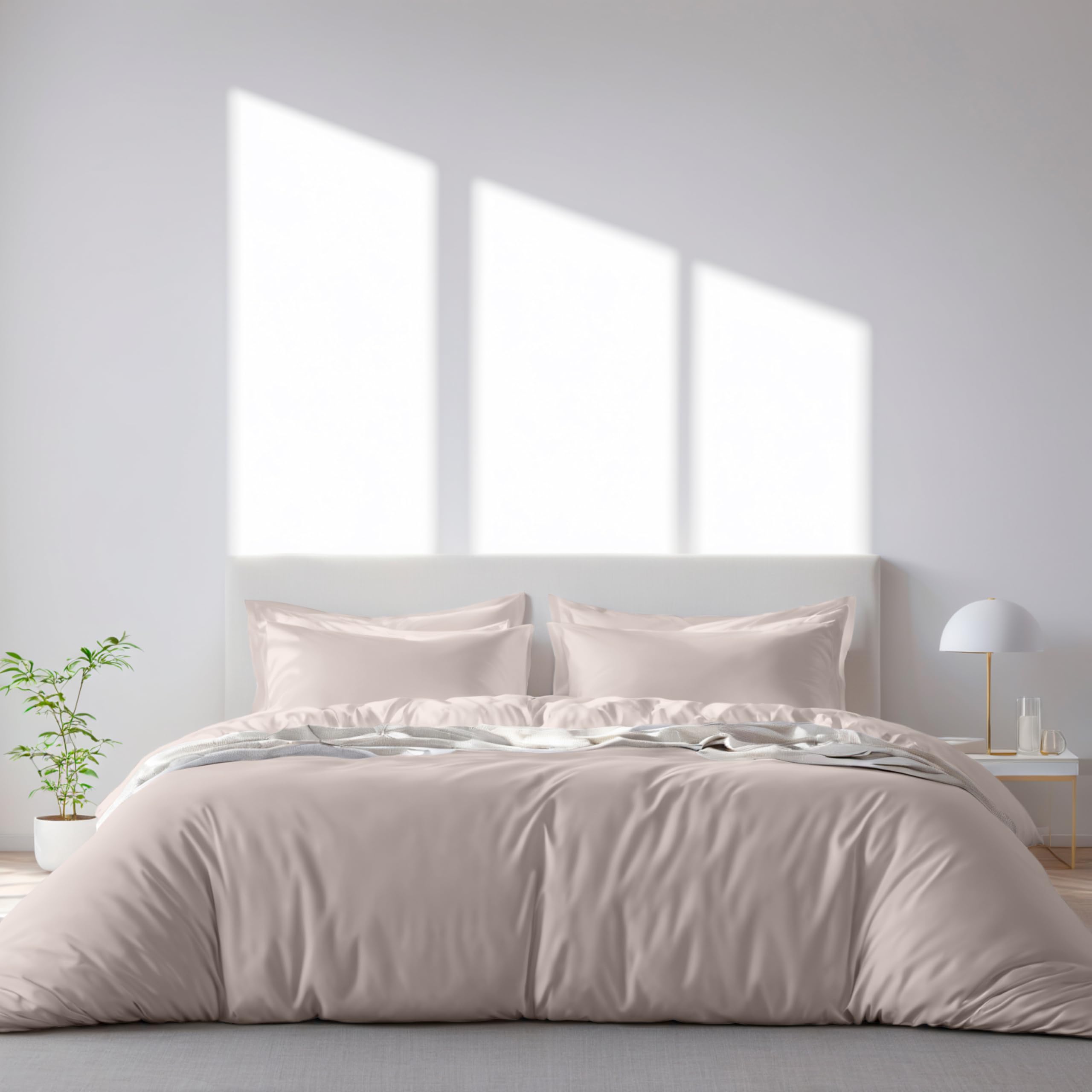 White Classic Beige Duvet Cover Queen Size, Microfiber Duvet Cover With Zipper, Duvet Cover Set Of 1 Down Comforter Cover With 2