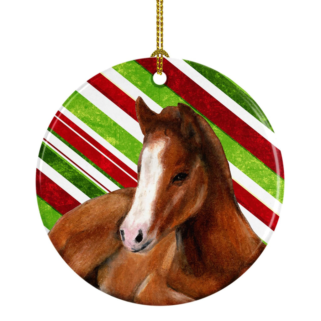 Caroline's Treasures Horse Foal Candy Cane Holiday Christmas Ceramic Ornament Christmas Tree Hanging Decorations for Home Christ