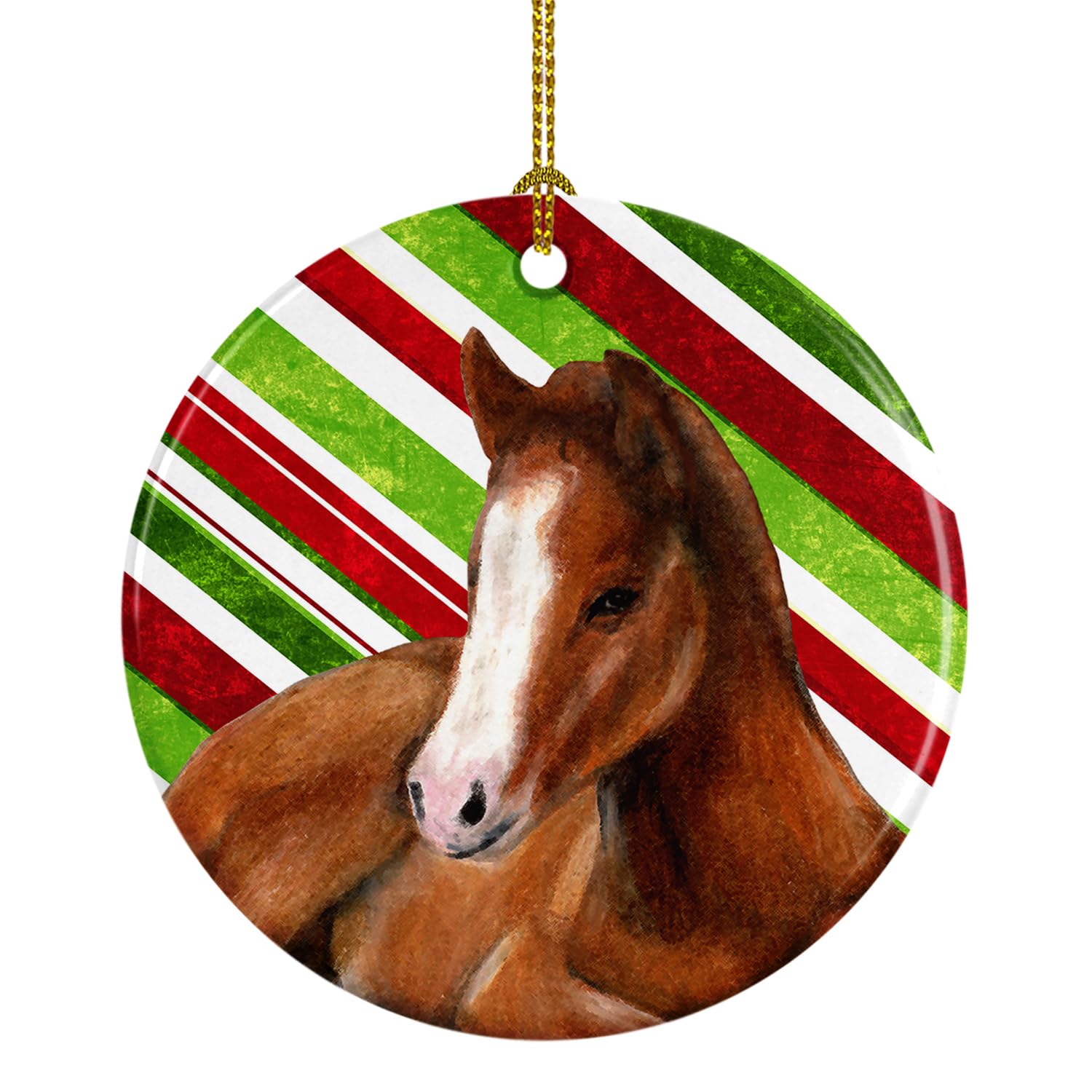 Caroline's Treasures Horse Foal Candy Cane Holiday Christmas Ceramic Ornament Christmas Tree Hanging Decorations for Home Christ