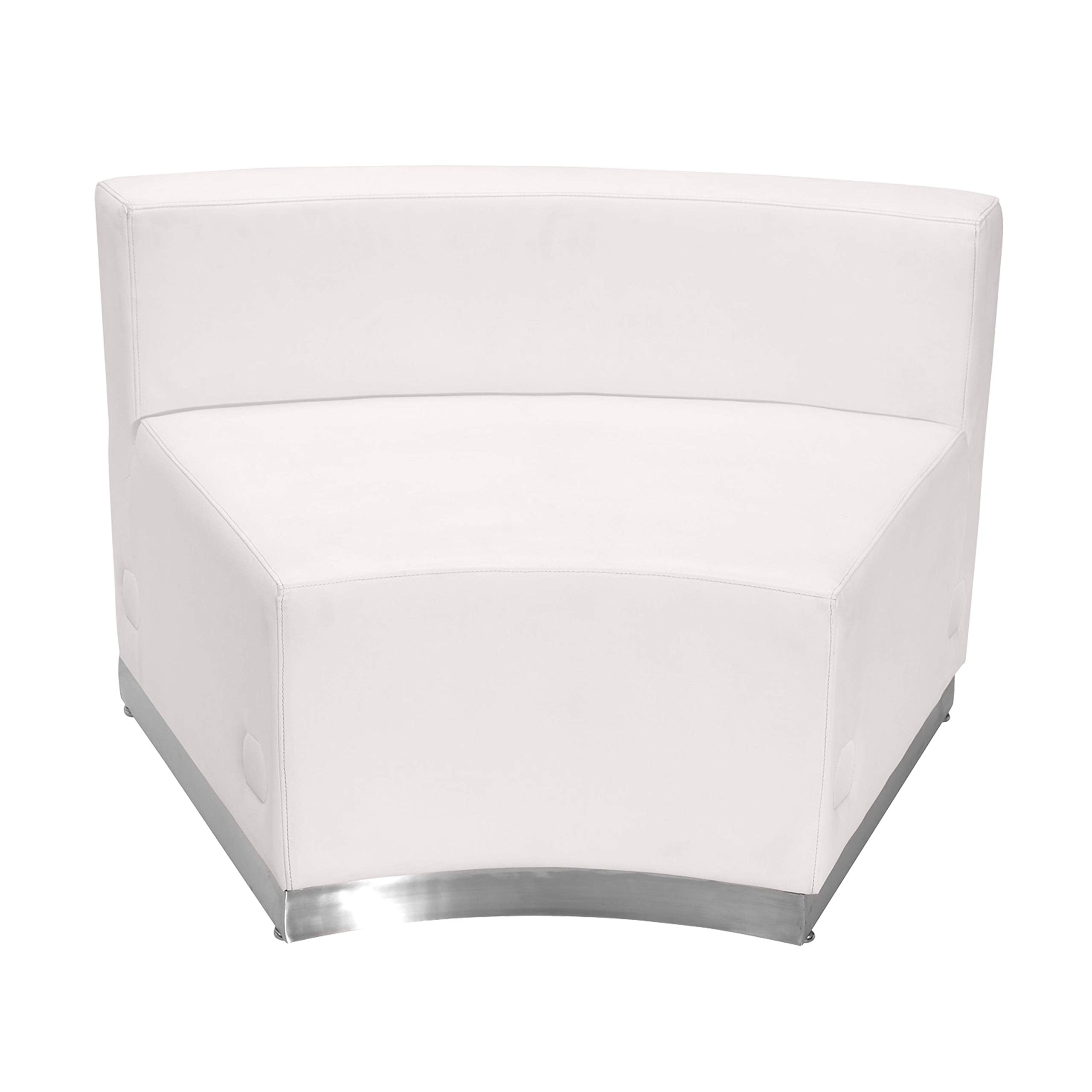 Flash Furniture Hercules Alon Series White Leathersoft Concave Chair With Brushed Stainless Steel Base