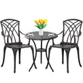 Withniture 3 Piece Patio Bistro Set Outdoor Bistro Table Set Anti Rust Bistro Table And Chairs W/Umbrella Hole, Durable Patio Se