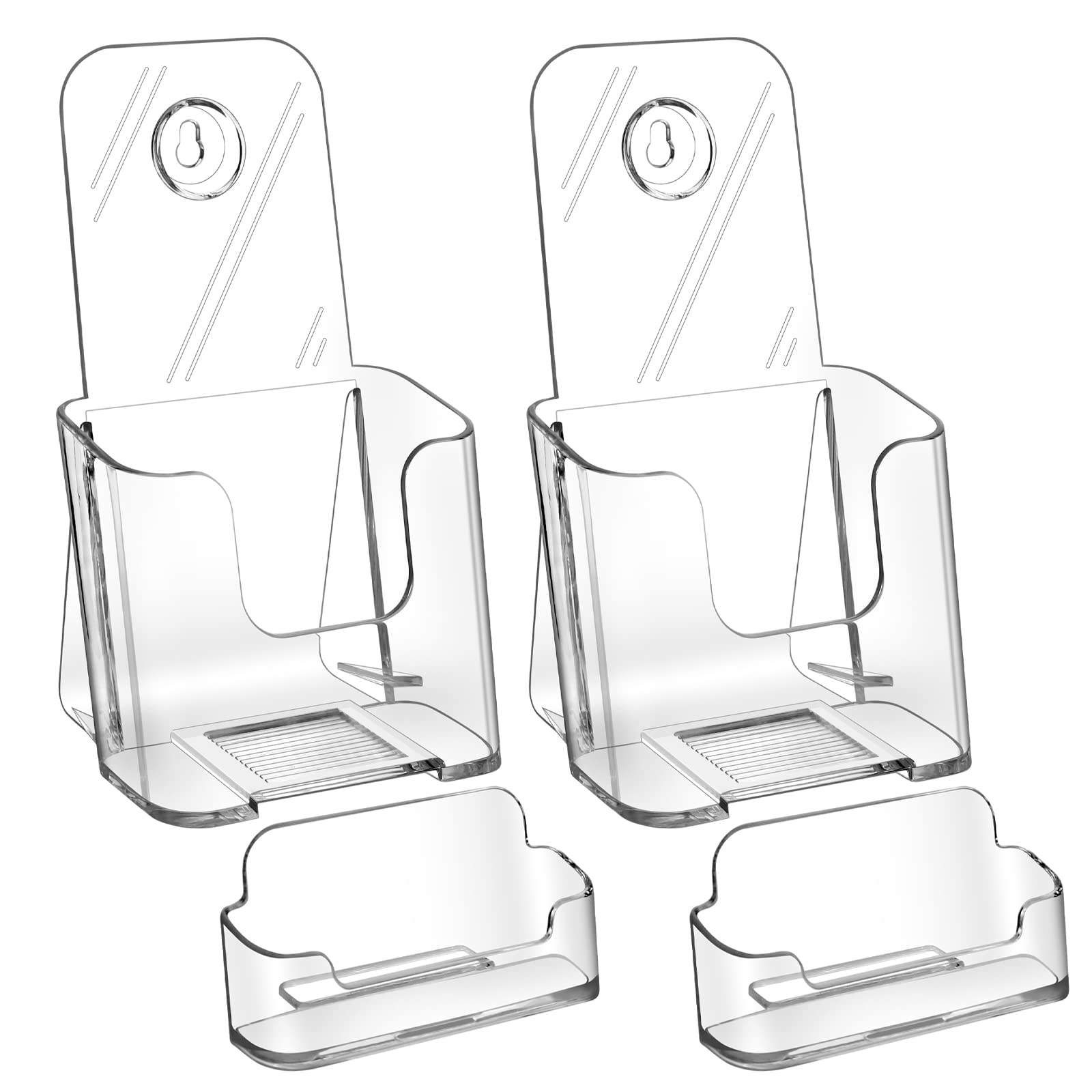 Zavekia Acrylic Brochure Holder.4 Inches Wide Brochure Holder Wall Mount Clear Countertop Organizer Literature Holders (2)