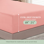 Elegant Comfort 1500 Premium Hotel Quality 18-24 Inches Deep - Extra Deep Pocket Single Fitted Sheet For High Mattress, Luxury And Softest, Smart Pocket - Wrinkle Free, Twin/Twin Xl, Dusty Rose