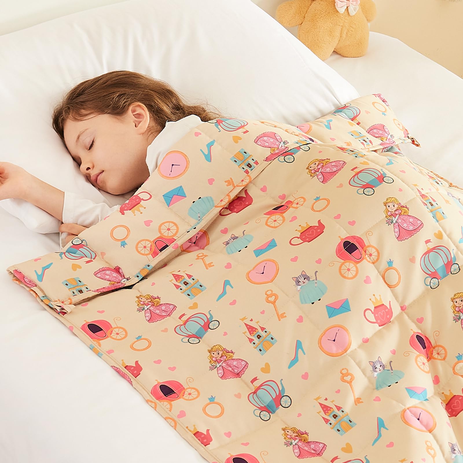 HOSUKKO Weighted Blanket - 10 lbs Beige Princess Heavy Blanket - Breathable Blanket(50 * 60 inches, 10 lbs)