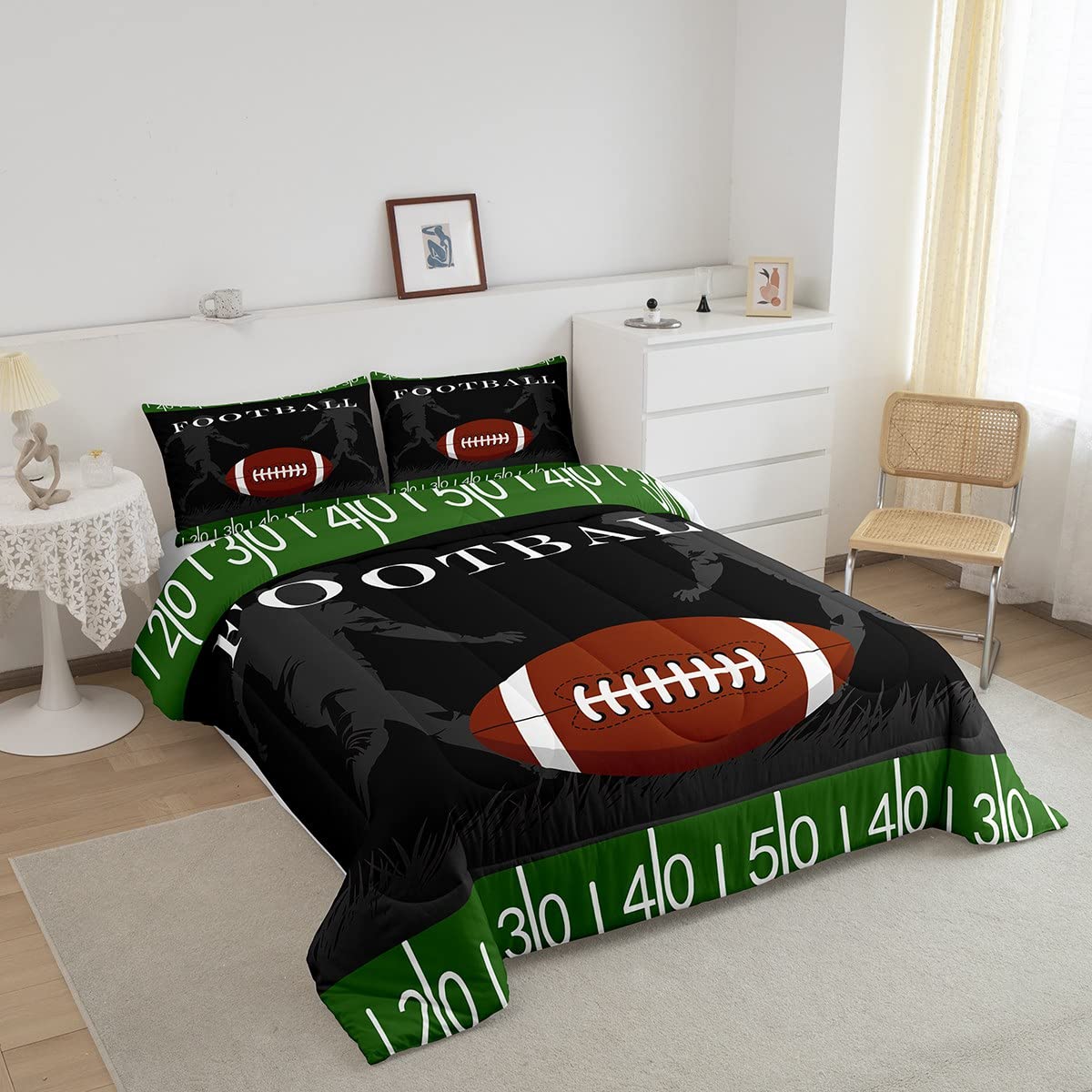 Football Bedding Set Rugby Sports Comforter Soccer Ball Game Comforter Set For Kids Adults American Football Player Duvet Set Ul