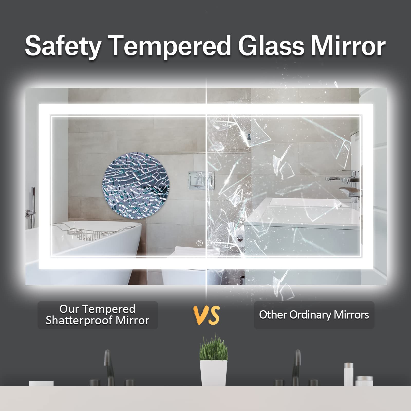 Istripmf 60X28 Inch Led Bathroom Mirror With Lights, Backlit And Front Lighted Bathroom Vanity Mirrors For Wall, Anti-Fog/Dimmab