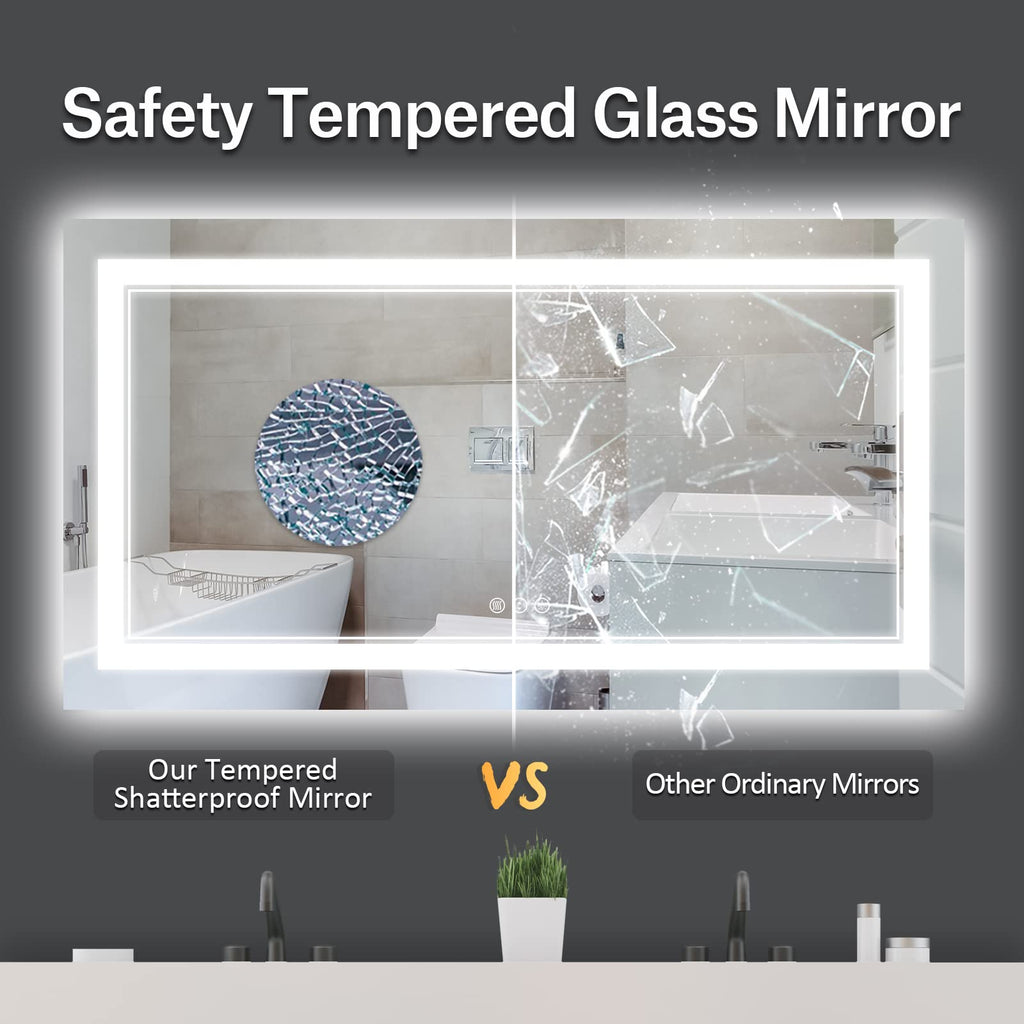 Istripmf 60X28 Inch Led Bathroom Mirror With Lights, Backlit And Front Lighted Bathroom Vanity Mirrors For Wall, Anti-Fog/Dimmab