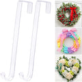 15' Clear Wreath-Hanger Non Scratch Over The Door Hooks,2 Pack Wreath-Door-Hanger Easter Halloween Christmas Decoration,Welcome