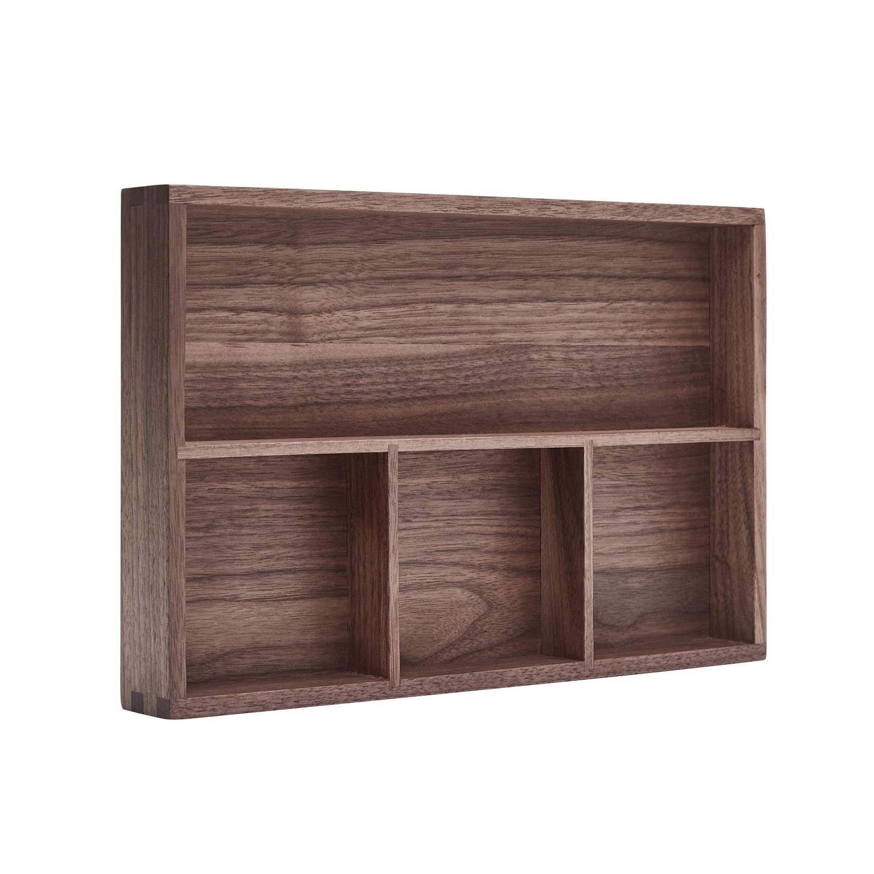 Pandapark Wood Organizer Tray,Black Walnut,Desk & Drawer Storage Box (Walnut Master)