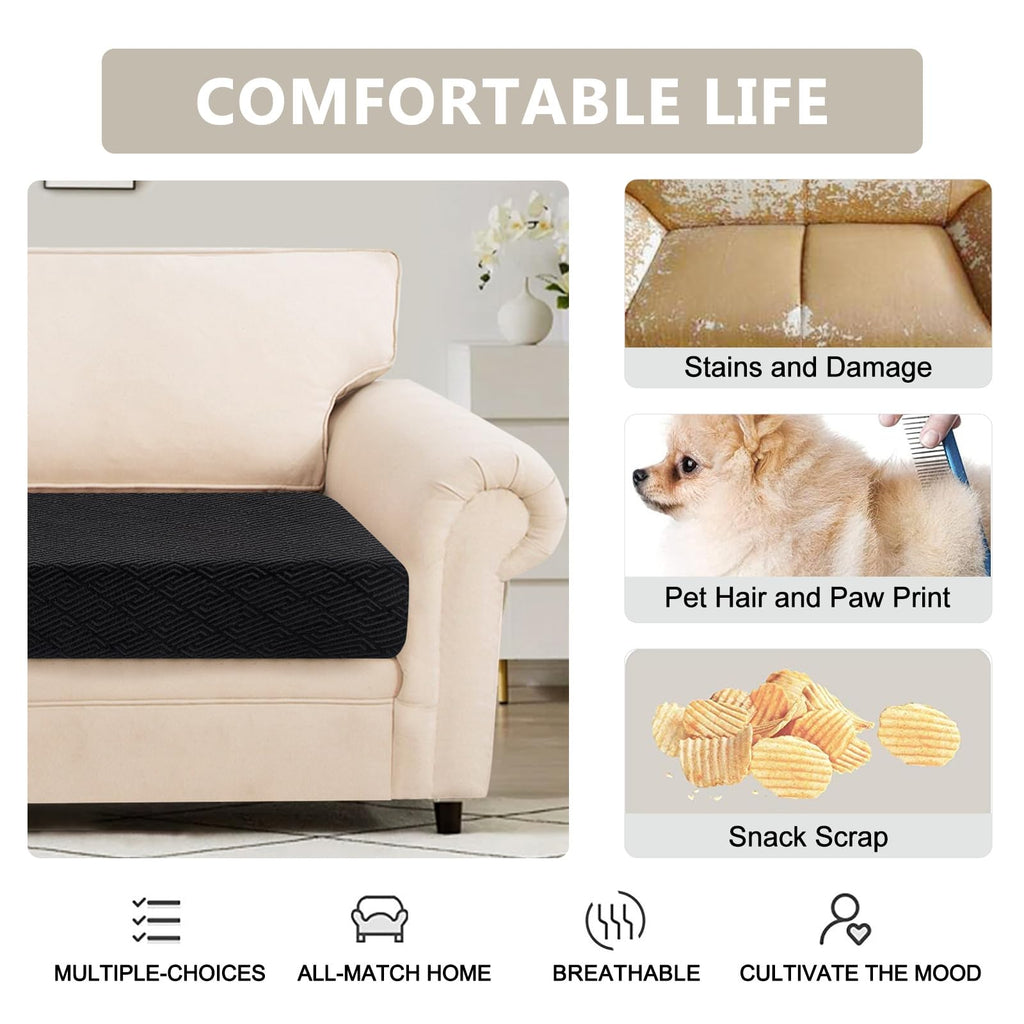 Searchi Stretch Jacquard Sofa Couch Cushion Covers Replacement Reversible Cushion Slipcovers Sofa Seat Cover Furniture Protector