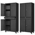 Letaya Metal Garage Storage Cabinet with Wheels,72 Rolling Tool Cabinet with 4 Door Lock-Adjustable Shelves and Drawer for Garag