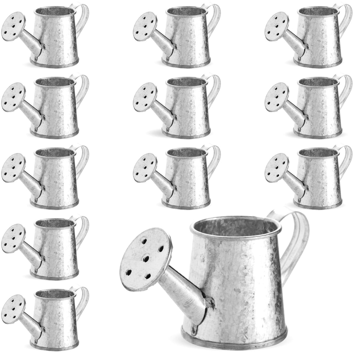 Juvale 12-Pack Mini Galvanized Watering Can, Decorative Mini Watering Can For Crafts, Party Favors, Housewarmings, Garden-Theme