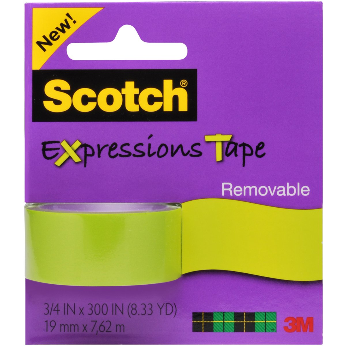3M C214-Grn 3/4' X 300' Lime Green Scotch Expressions Removable Tape