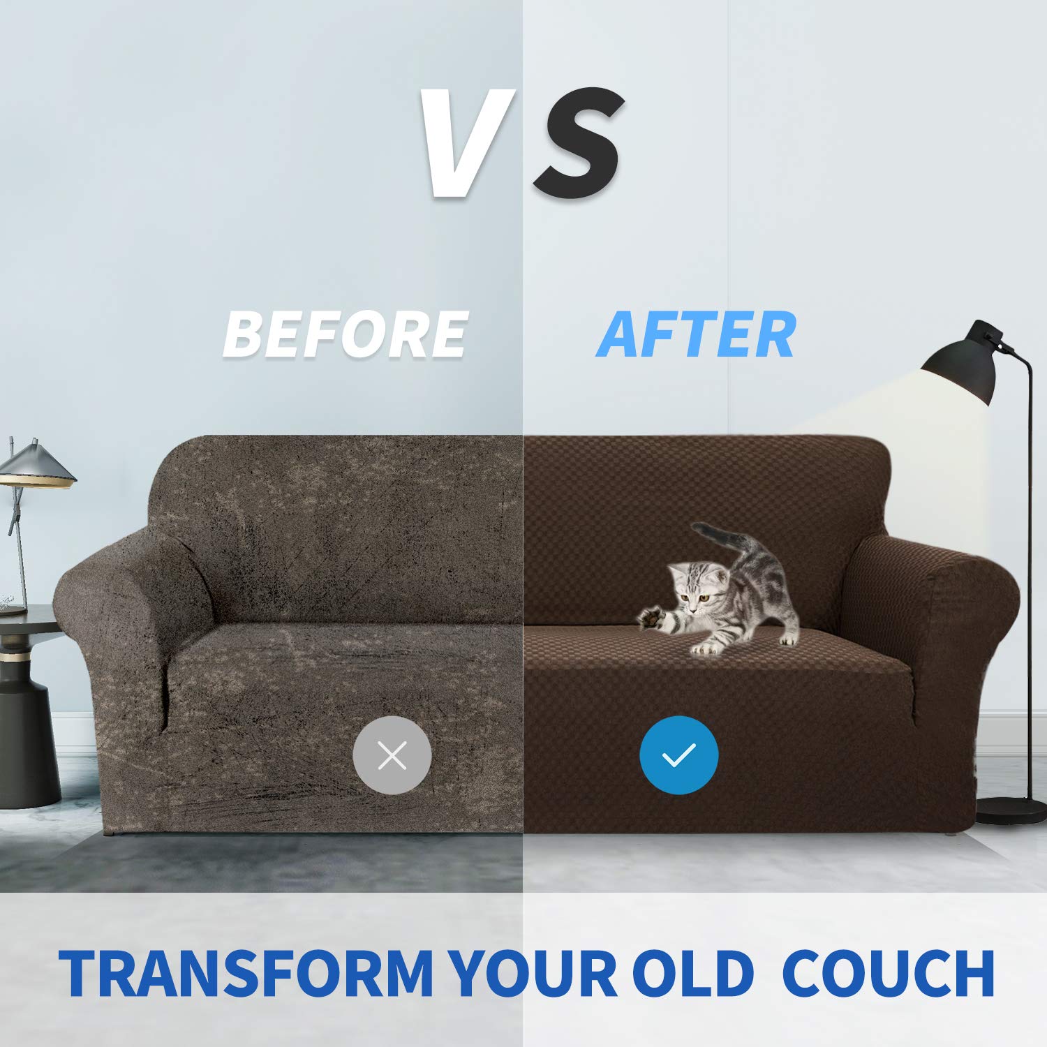 Znsayotx 1 Piece Jacquard Couch Covers For 3 Cushion Couch High Stretch Sofa Cover For Pets Dogs Anti Slip Extra Large Sofa Slipcovers Furniture Protector (Xl Sofa, Dark Coffee)