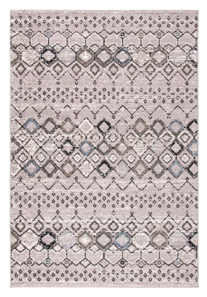 SAFAVIEH Amsterdam Collection Area Rug - 5'1'' x 7'6'', Light Grey & Brown, Moroccan Boho Design, Non-Shedding & Easy Care, Idea