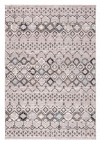 SAFAVIEH Amsterdam Collection Area Rug - 5'1'' x 7'6'', Light Grey & Brown, Moroccan Boho Design, Non-Shedding & Easy Care, Idea