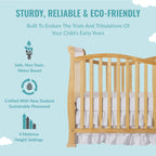 Dream On Me Violet 7-In-1 Convertible Life Style Crib In Natural, Greenguard Gold Certified, 4 Mattress Height Settings, Made Of Sustainable New Zealand Pinewood