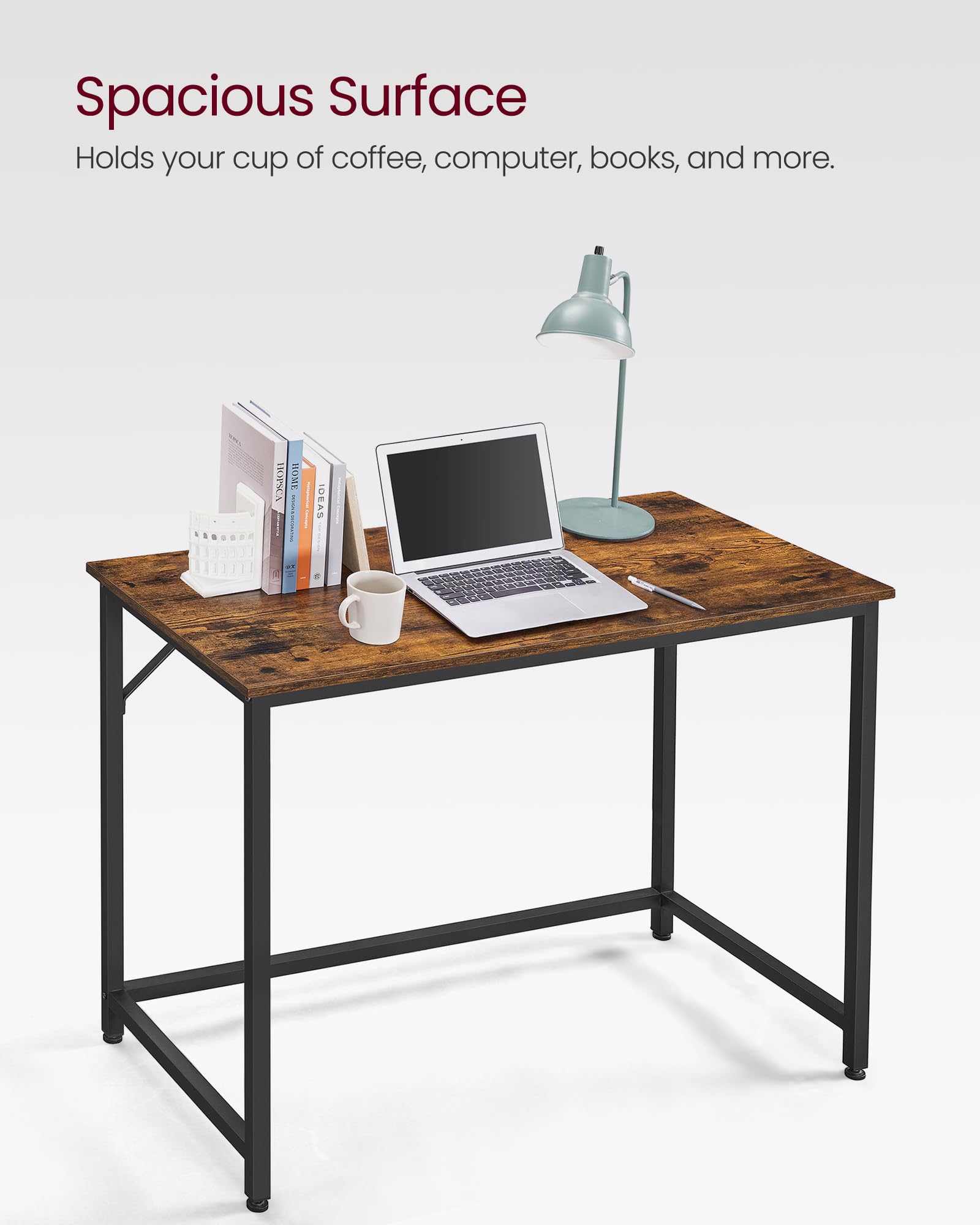Vasagle Computer Desk, Gaming Desk, Home Office Desk, For Small Spaces, 19.7 X 39.4 X 29.5 Inches, Industrial Style, Metal Frame, Rustic Brown And Black Ulwd41X