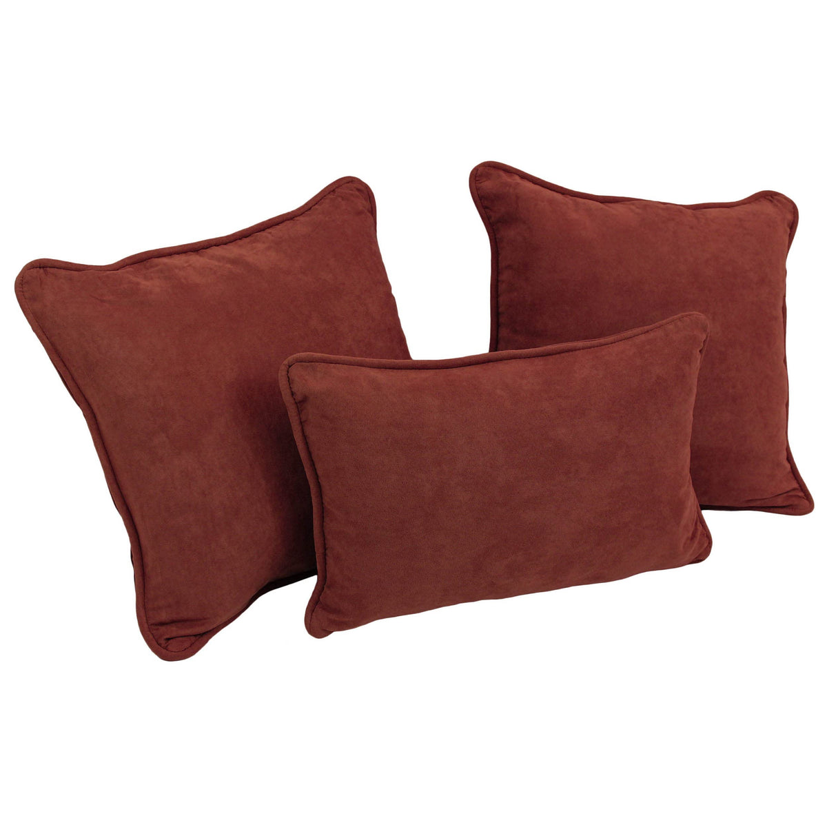 Blazing Needles Corded Microsuede Throw Pillow Set, Red Wine 3 Count