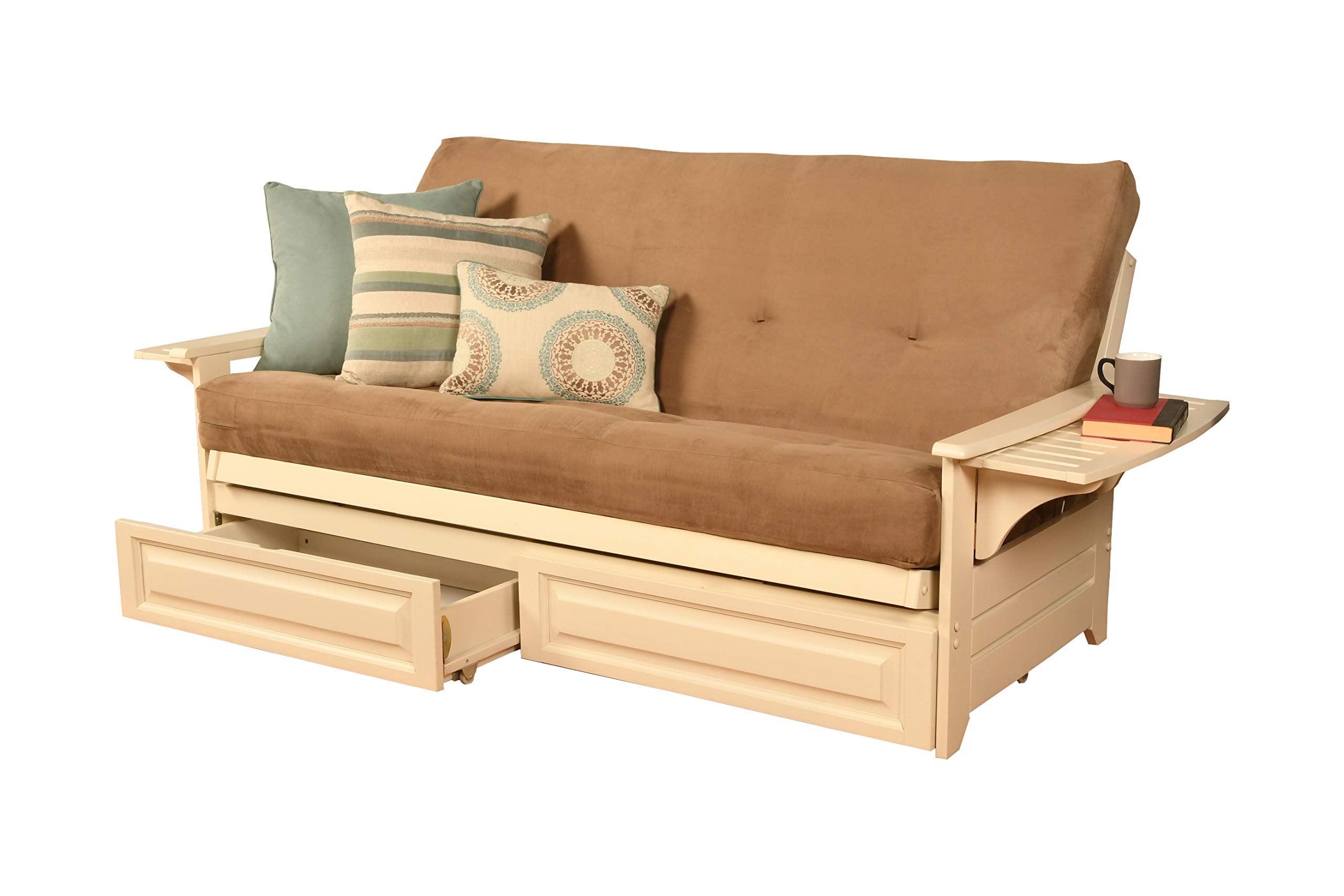 Kodiak Furniture Phoenix Futon With Suede Fabric Mattress In Antique White/Brown