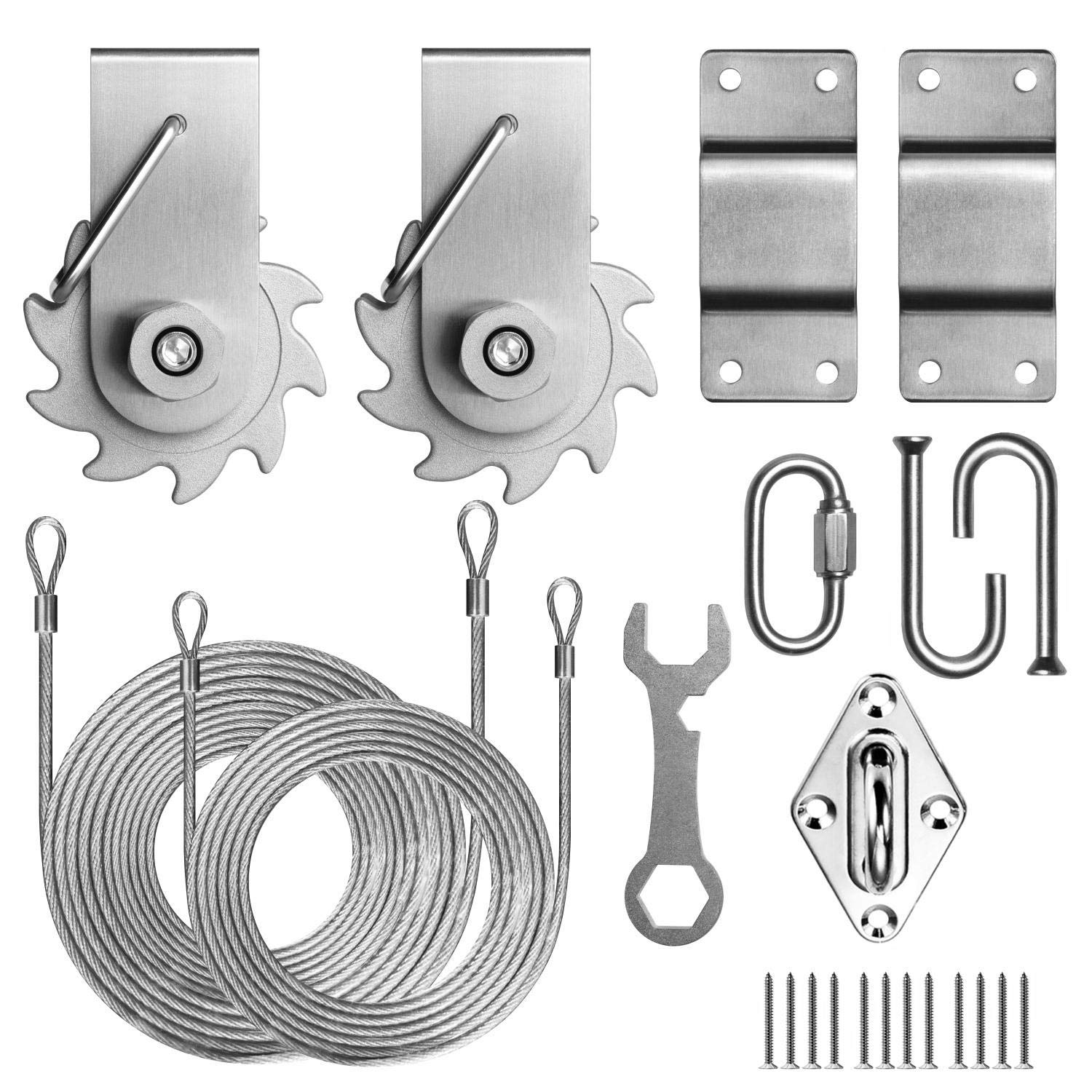 Colourtree Hardware Kit Winch Set For Triangle Sun Shade Sails Canopy, Easy-Tensioning, 316 Military-Grade Stainless Steel(Winch