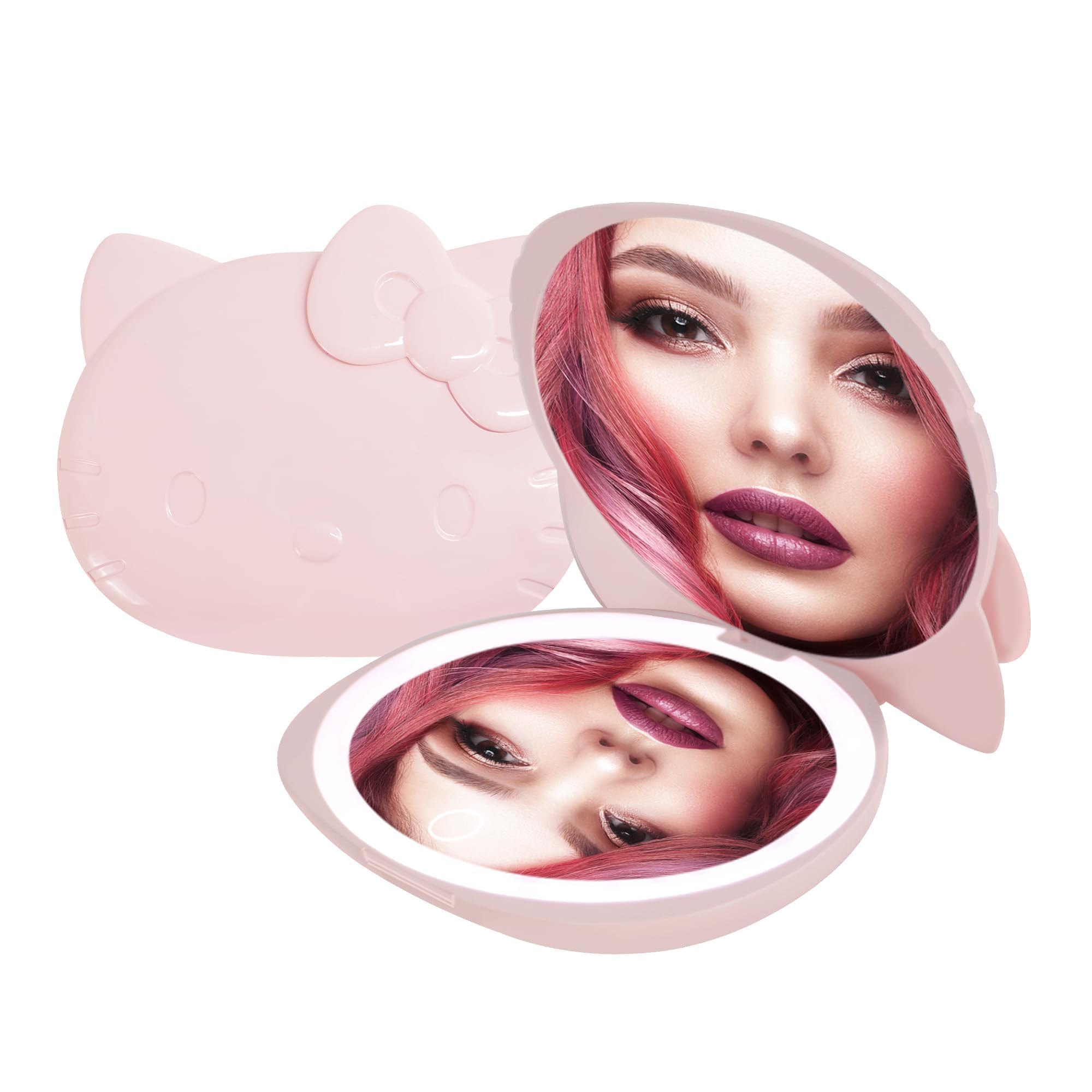 Impressions Vanity Hello Kitty Kawaii Compact Mirror with Touch Sensor Switch for Adjustable Brightness, Lighted Makeup Mirror w