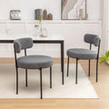 Riknuxi Boucle Dining Chairs Set of 2, Round Upholstered Dining Chairs with Black Metal Legs, Modern Dining Room Chairs for Dini