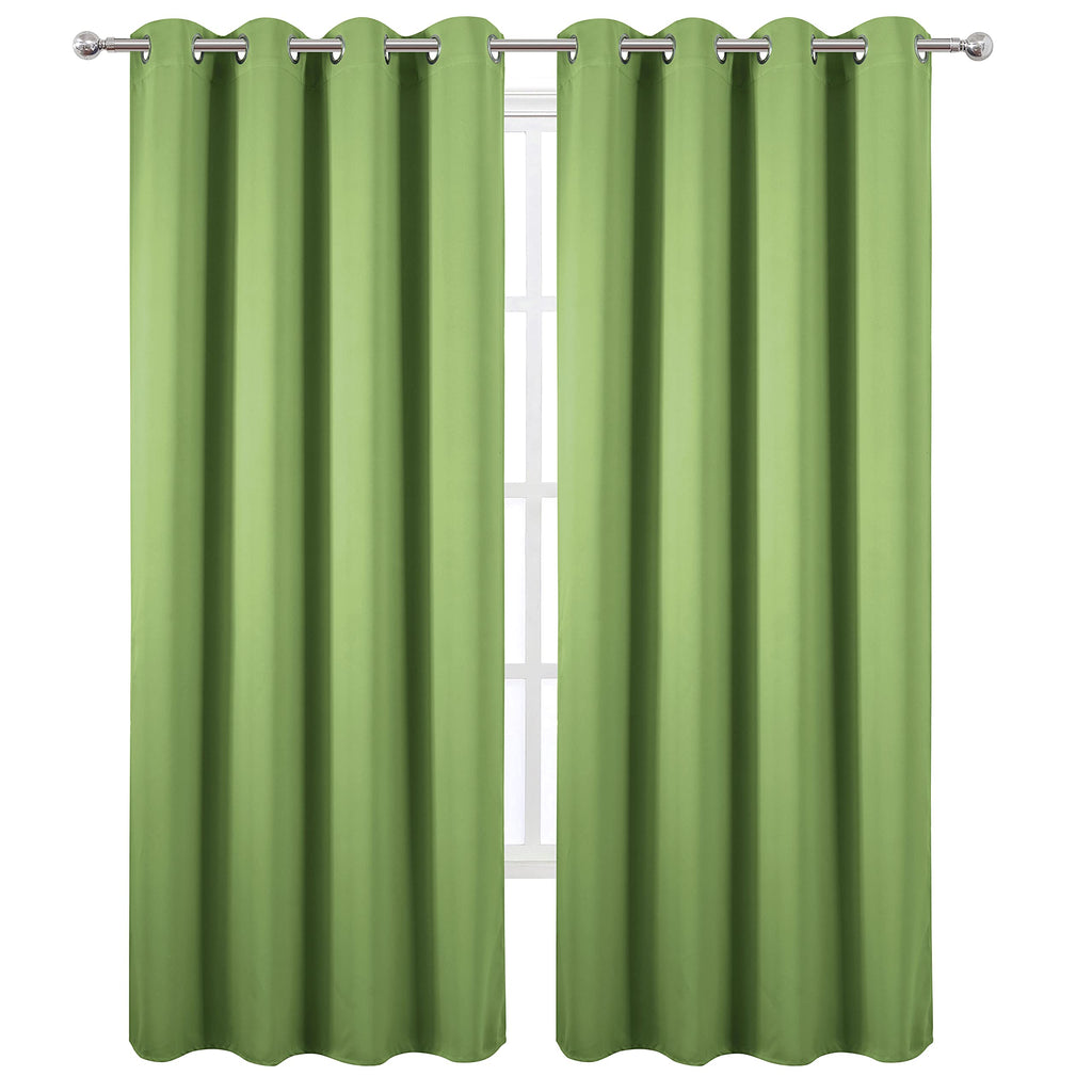 Lemomo 100% Blackout Curtains 52 X 95 Inch/Light Green Curtains 2 Panels With Black Lining Room Darkening Thermal Insulated Bedr