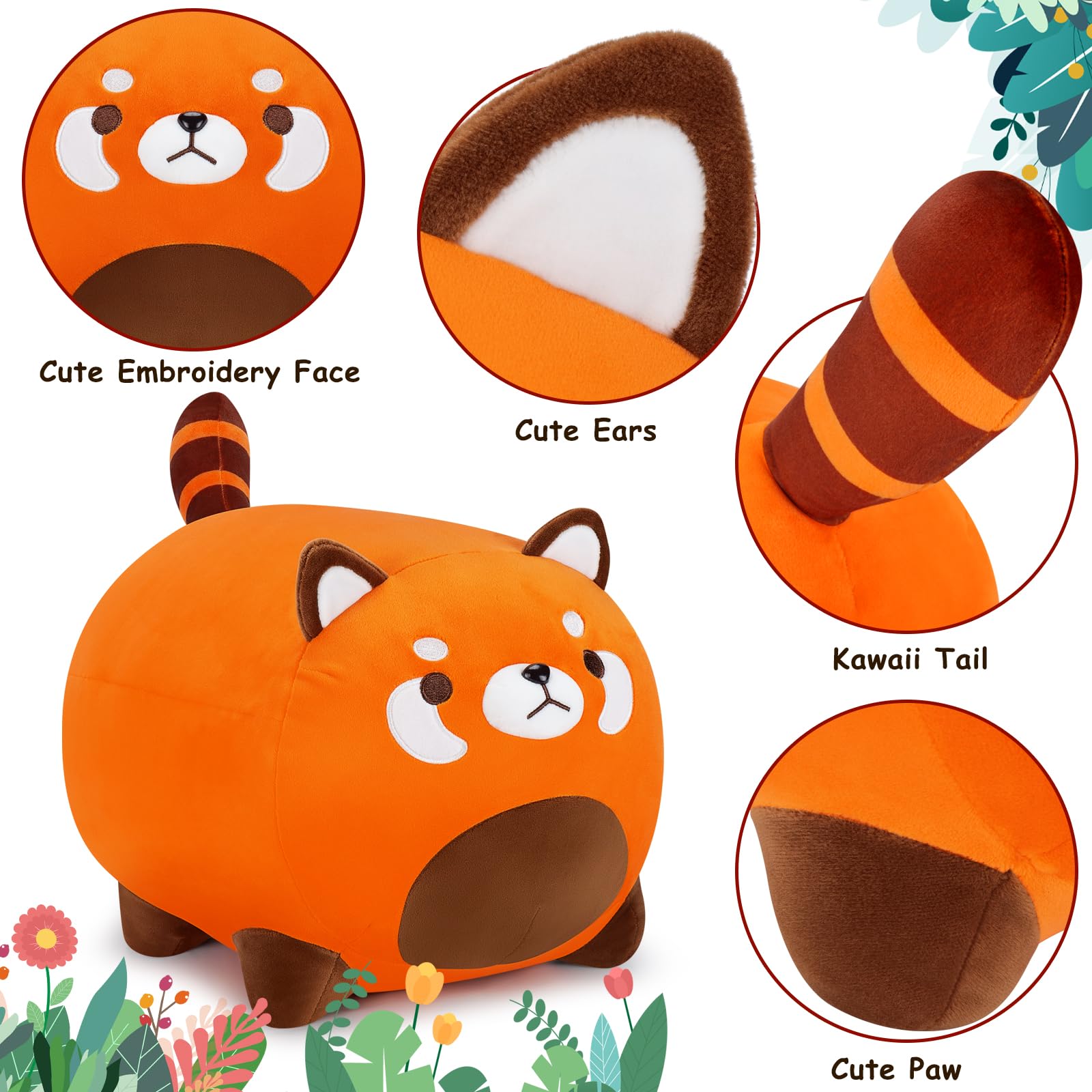 Red Panda Plush-16' Red Panda Plush Pillow Stuffed Animals, Orange Panda Plushie Cute Plushies Red Panda Anime Plush Pillows, K