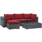 Modway Summon 5-Pc Outdoor Patio Sectional Set With Sunbrella Cushions In Canvas Red