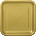 Gold Solid Square Dinner Plates - 9''( Pack of 14) - Premium Quality & Contemporary Design - Perfect for Elegant Events & Celebr
