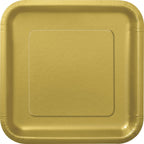Gold Solid Square Dinner Plates - 9''( Pack of 14) - Premium Quality & Contemporary Design - Perfect for Elegant Events & Celebr