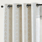 Jinchan 100% Blackout Boho Curtains 108 Inch Longes For Bedroom Beige Geometric Printed Grommet Top Room Darkening Thermal Insulated Window Drapes 2 Panels