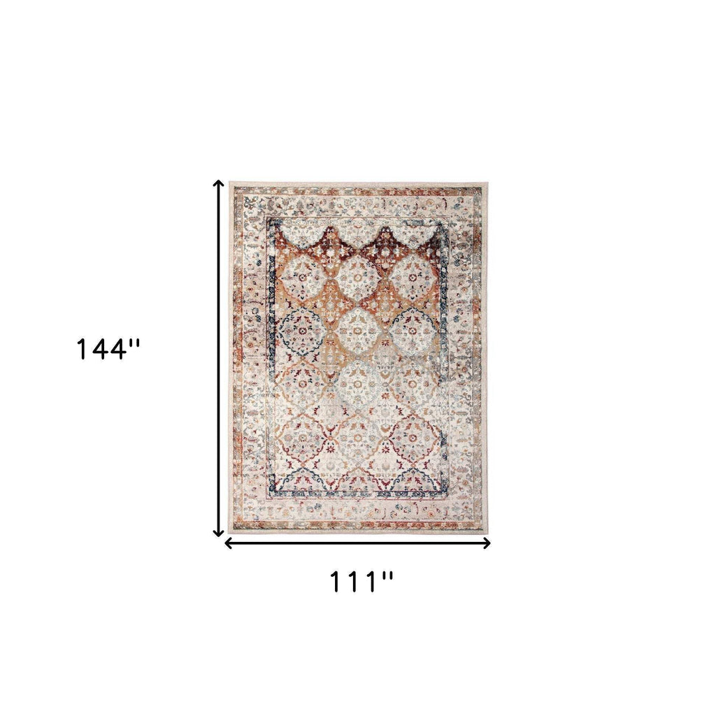 HomeRoots 531788 8 x 10 ft. Beige Floral Medallion Power Loom Rectangle Area Rug
