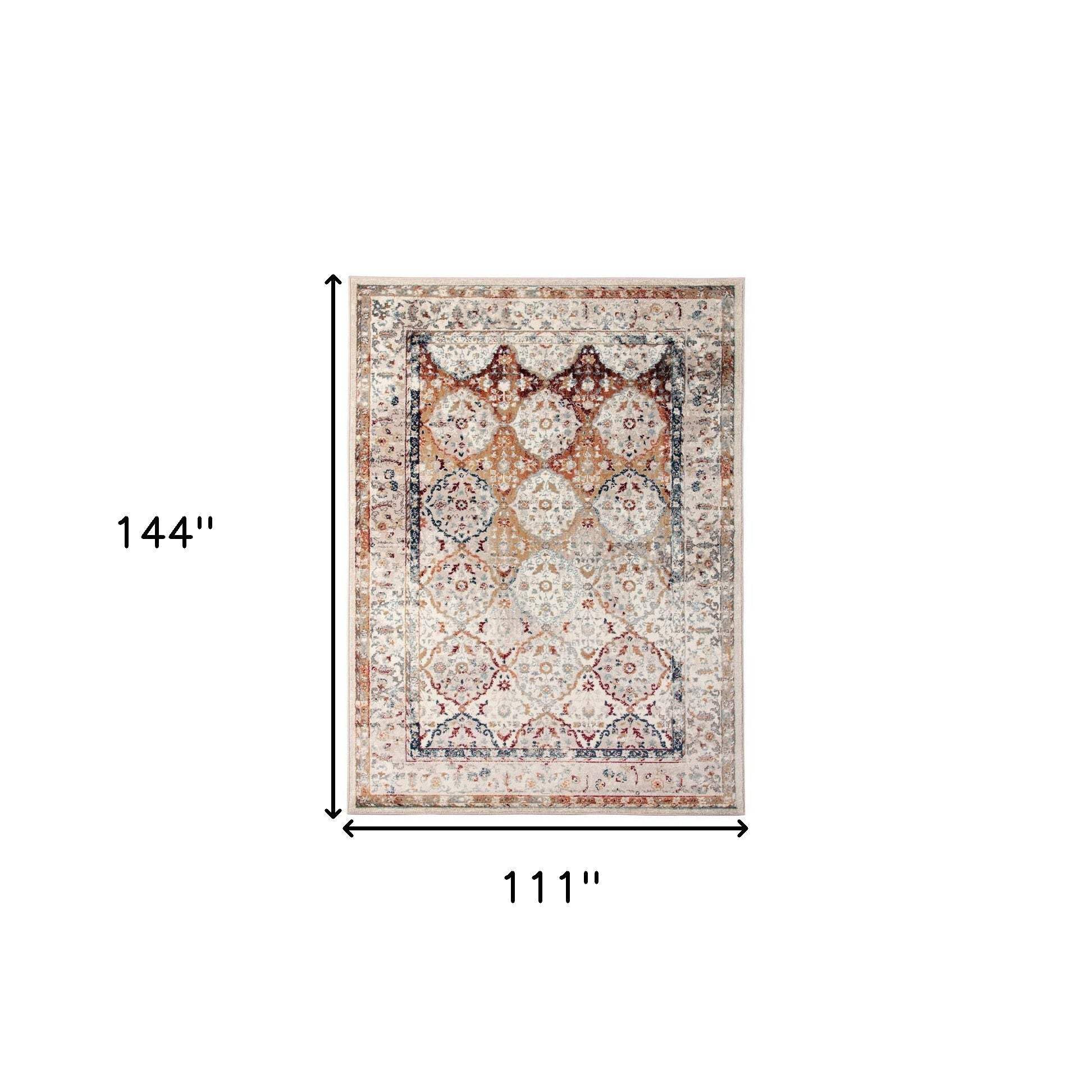 HomeRoots 531789 9 x 12 ft. Beige Floral Medallion Power Loom Rectangle Area Rug