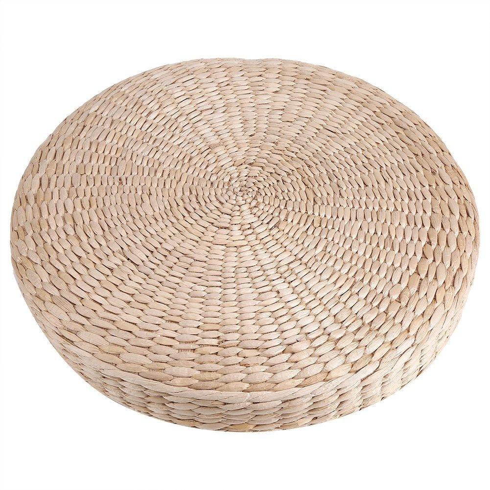 Ejoyous Tatami Seat Cushion, 15.75 X 2.36In Handmade Woven Straw Pouf Floor Seat Cushion Japanese Style Futon Round Knitted Medi