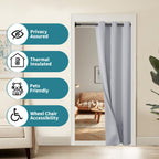 Bgment Light Grey Door Curtain 78 Inch Length For Doorway, Bedroom Closet Curtain, Privacy Thermal Insulated Blackout Grommet Room Divider For Room Separation, 1 Panel, 40 Inch Wide