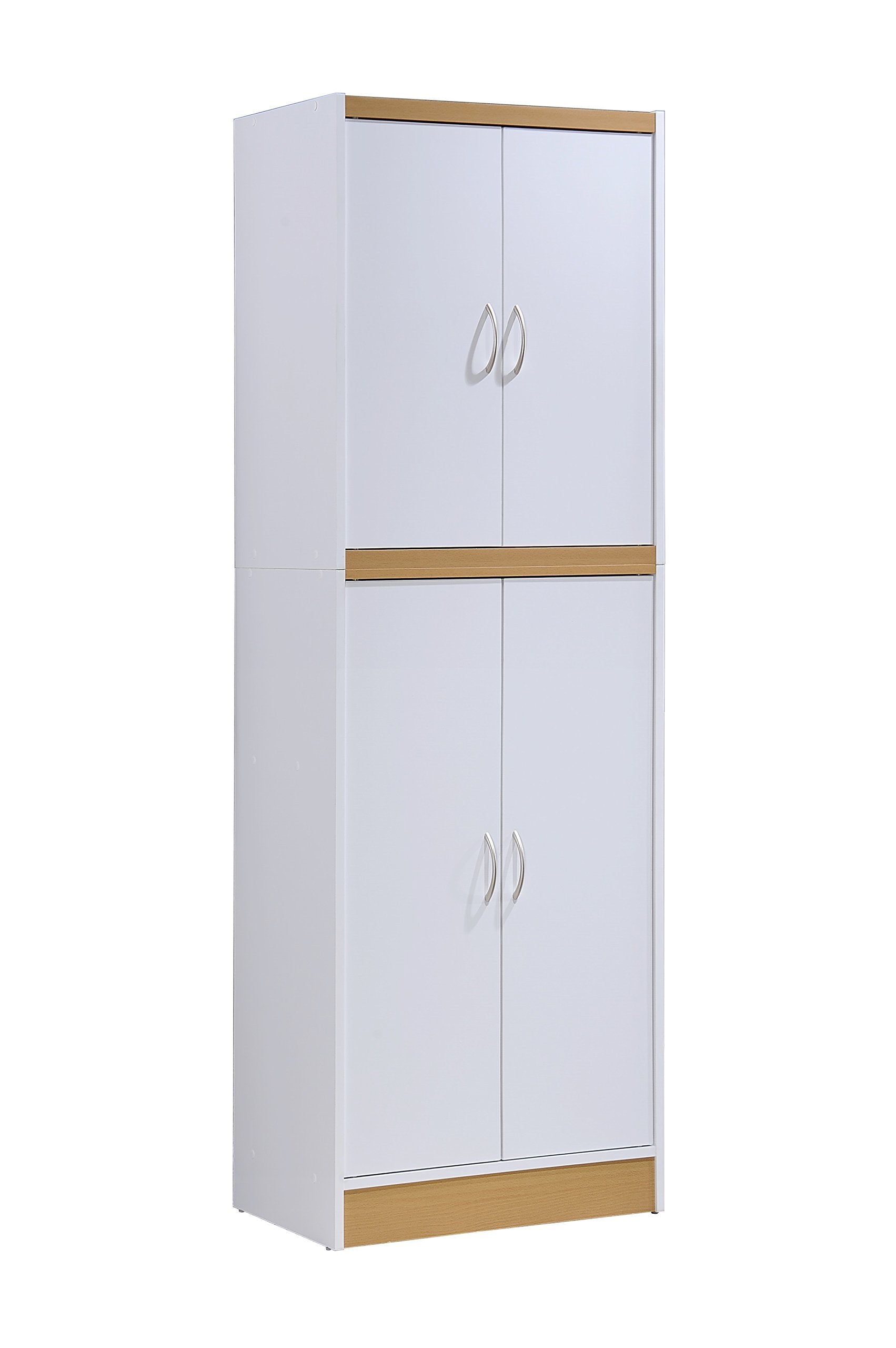 Hodedah 4 Door Kitchen Pantry With Four Shelves, White