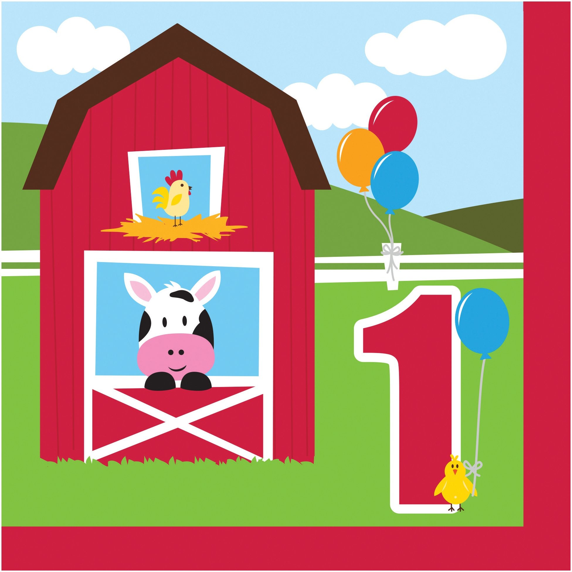 18-Count Paper Lunch Napkins, 1st Birthday Farmhouse Fun