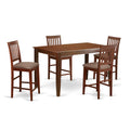 East West Furniture DUVN5H-MAH-C 5 Piece Kitchen Counter Set Includes a Rectangle Dining Room Table and 4 Linen Fabric Upholstered Dining Chairs, 36x60 Inch, Mahogany